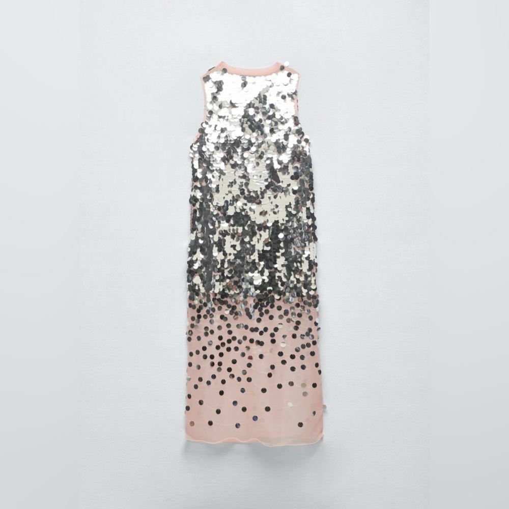 Zara Sequin Dress in Silver and Pink